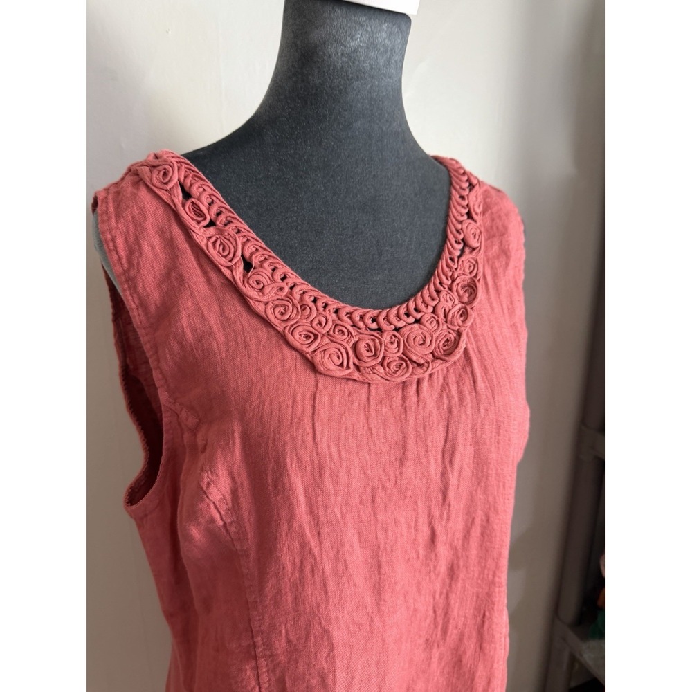 lungo l'arno linen Dress. Pockets Laggenlook Minimalist LG Coral - Picture 3 of 9